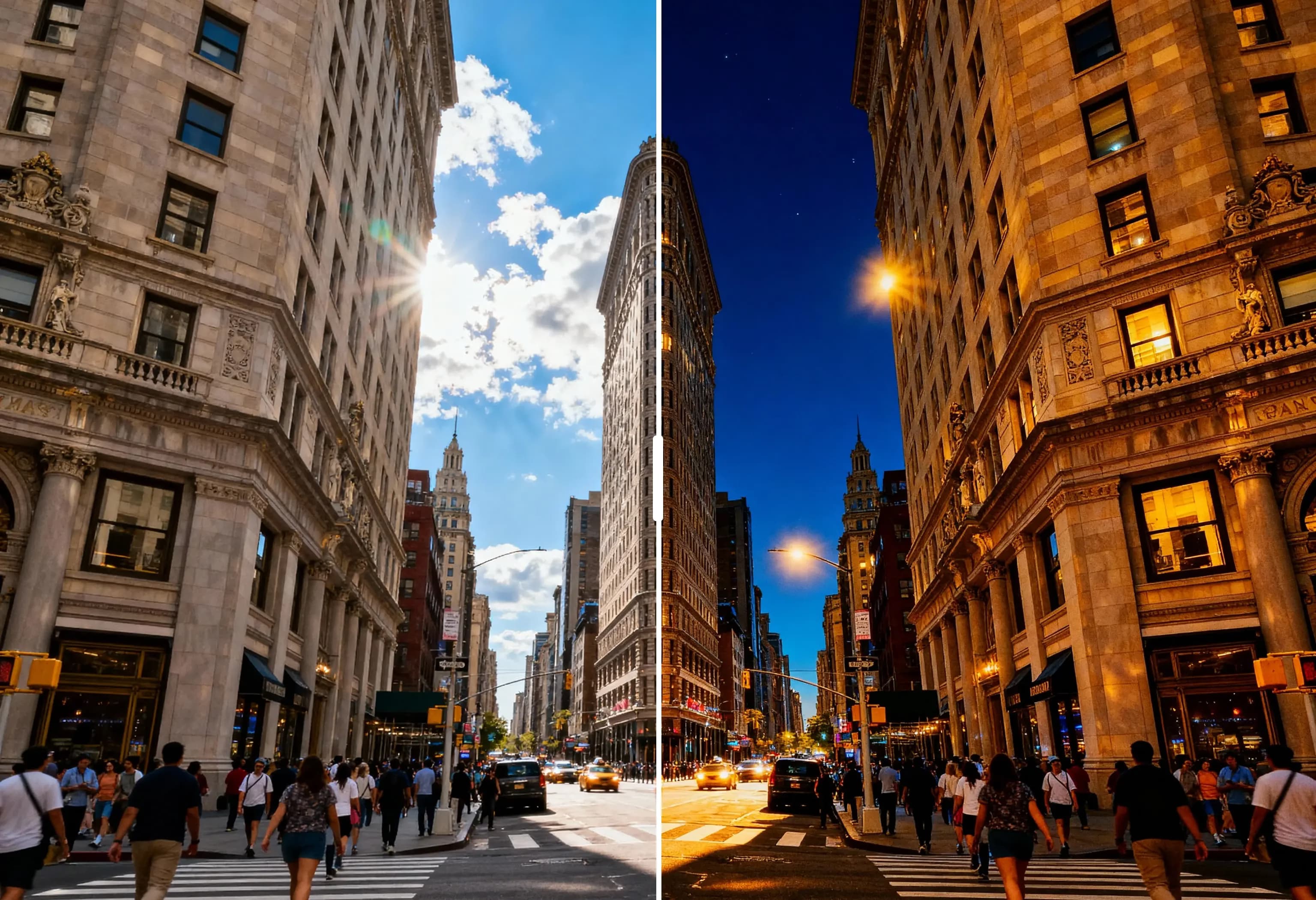 Flux Klein example: Change the daylight in the image to night-life